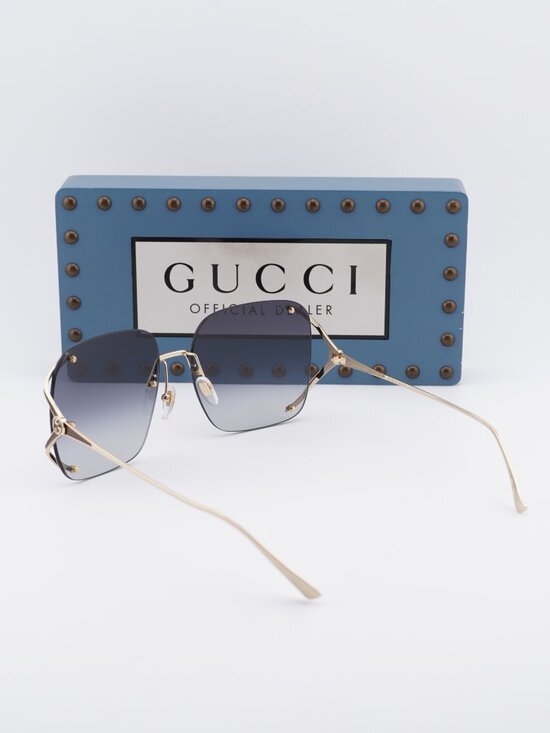 Gucci GG0646S 001 Square Sunglasses - Gold / Grey main image 6
